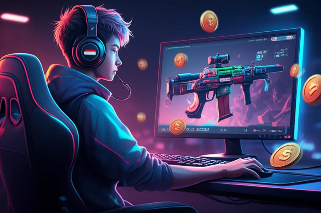 Pro player Point Blank Garena dengan senjata digital dan cash.