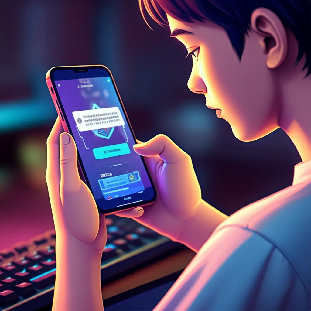 Gamer Indonesia sedang mengecek status top up Free Fire di smartphone.