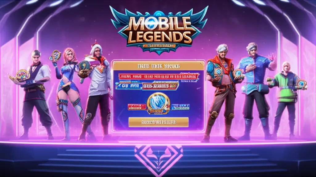 Pemain Mobile Legends memamerkan skin gratis hasil event resmi di depan layar in-game yang ramai.