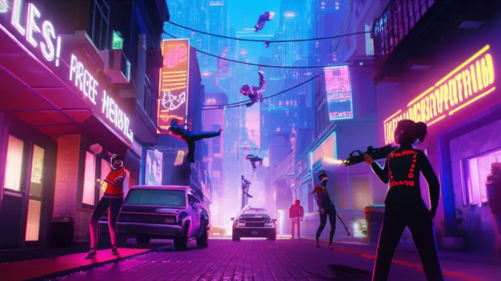 Kota virtual di Dude Theft Wars dengan karakter menggunakan cheat.