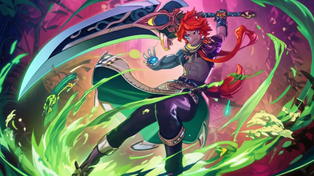 Ilustrasi Kinich di Genshin Impact dengan elemen Dendro di Natlan.