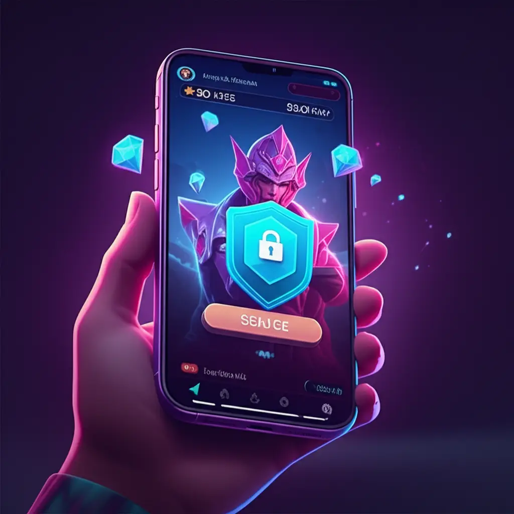 Ilustrasi top up diamond ML aman di situs terpercaya melalui smartphone.