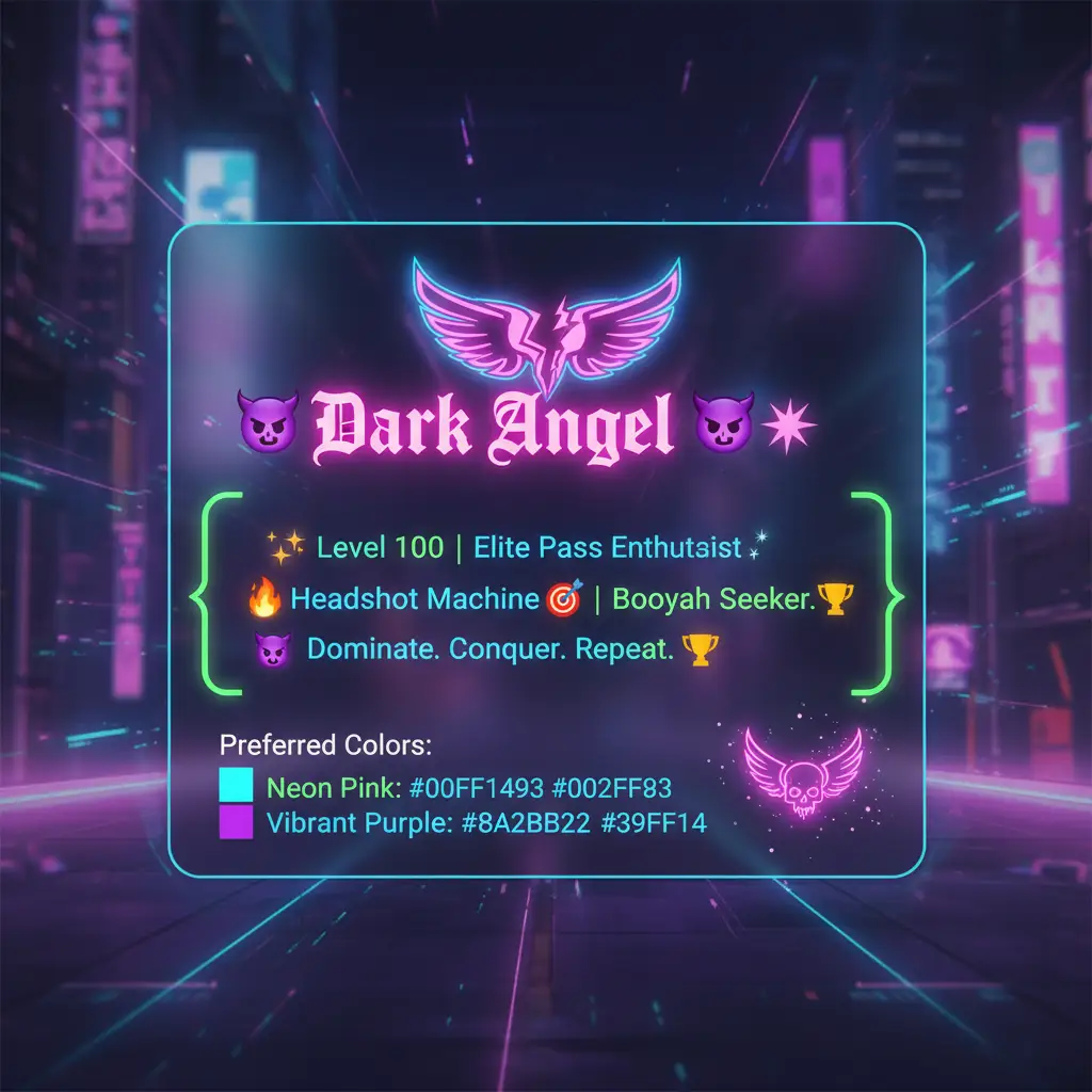 Bio Free Fire keren dengan kode warna dan desain estetis.