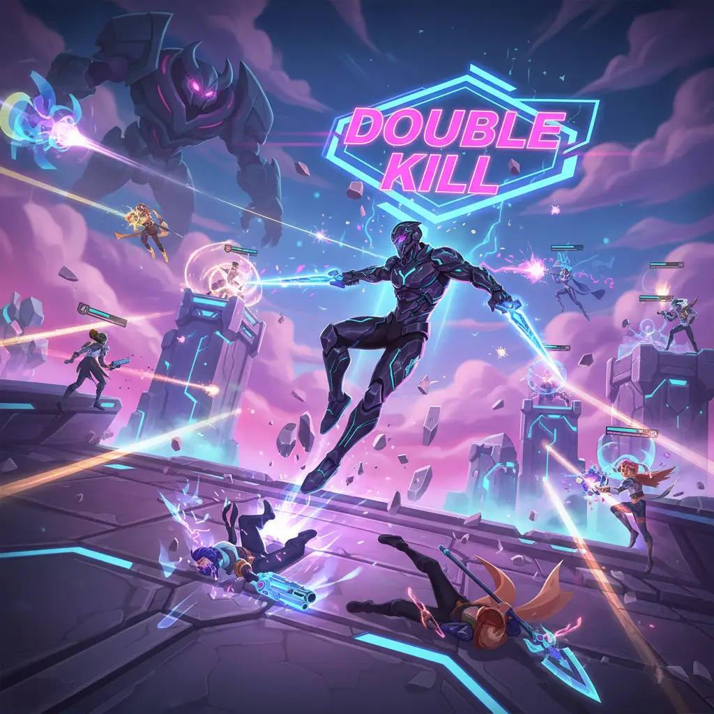 Hero Mobile Legends meraih Double Kill dalam pertarungan sengit.