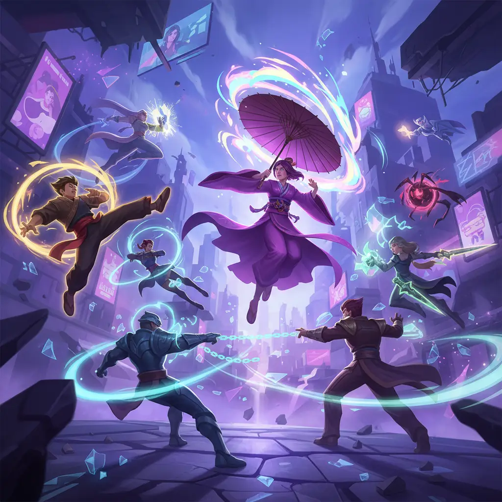 Illustrasi Kagura di Mobile Legends sedang dikalahkan oleh hero counter.