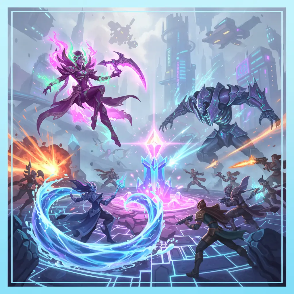 Pertempuran sengit antara hero Mobile Legends Kadita dan Vexana.