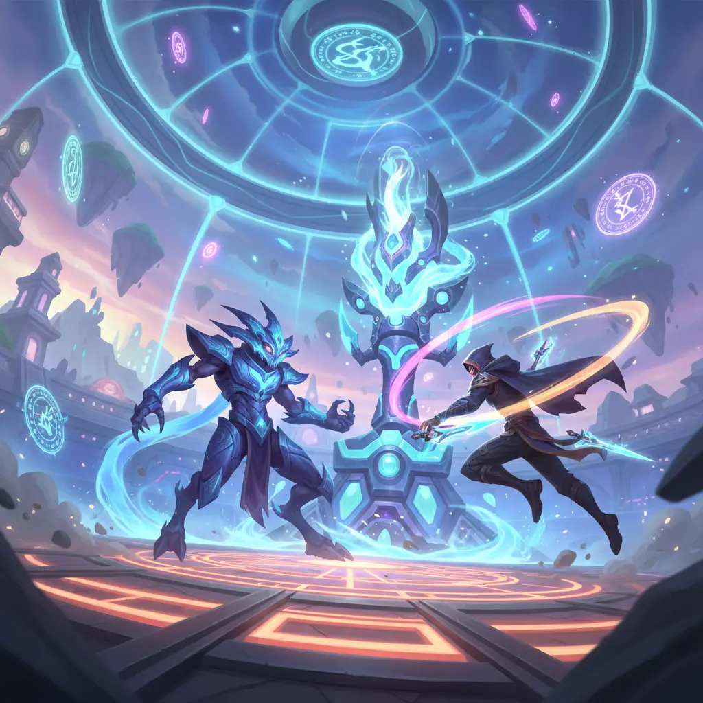 Zhask yang sedang dikalahkan oleh hero assassin di arena Mobile Legends.