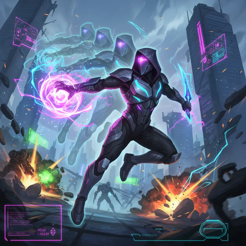 Nolan, hero assassin dalam Mobile Legends dengan mobilitas dan burst damage tinggi.