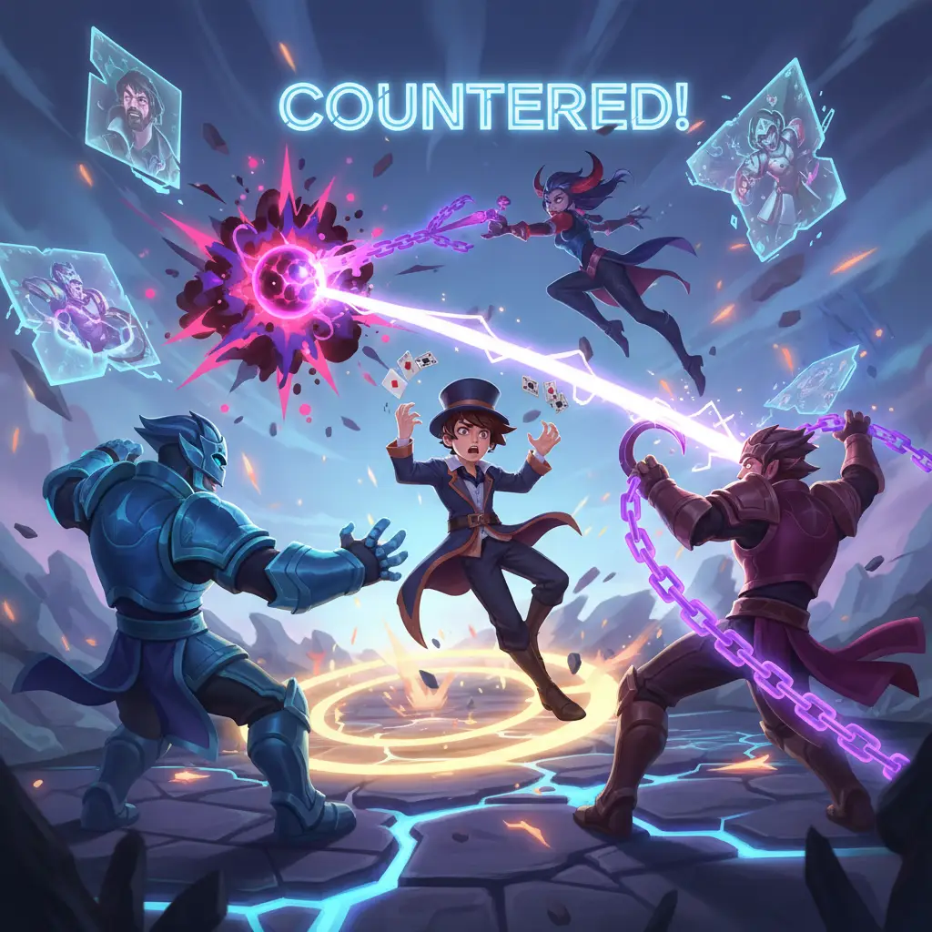 Harley di Mobile Legends sedang dihadang oleh hero dengan kemampuan CC instan.