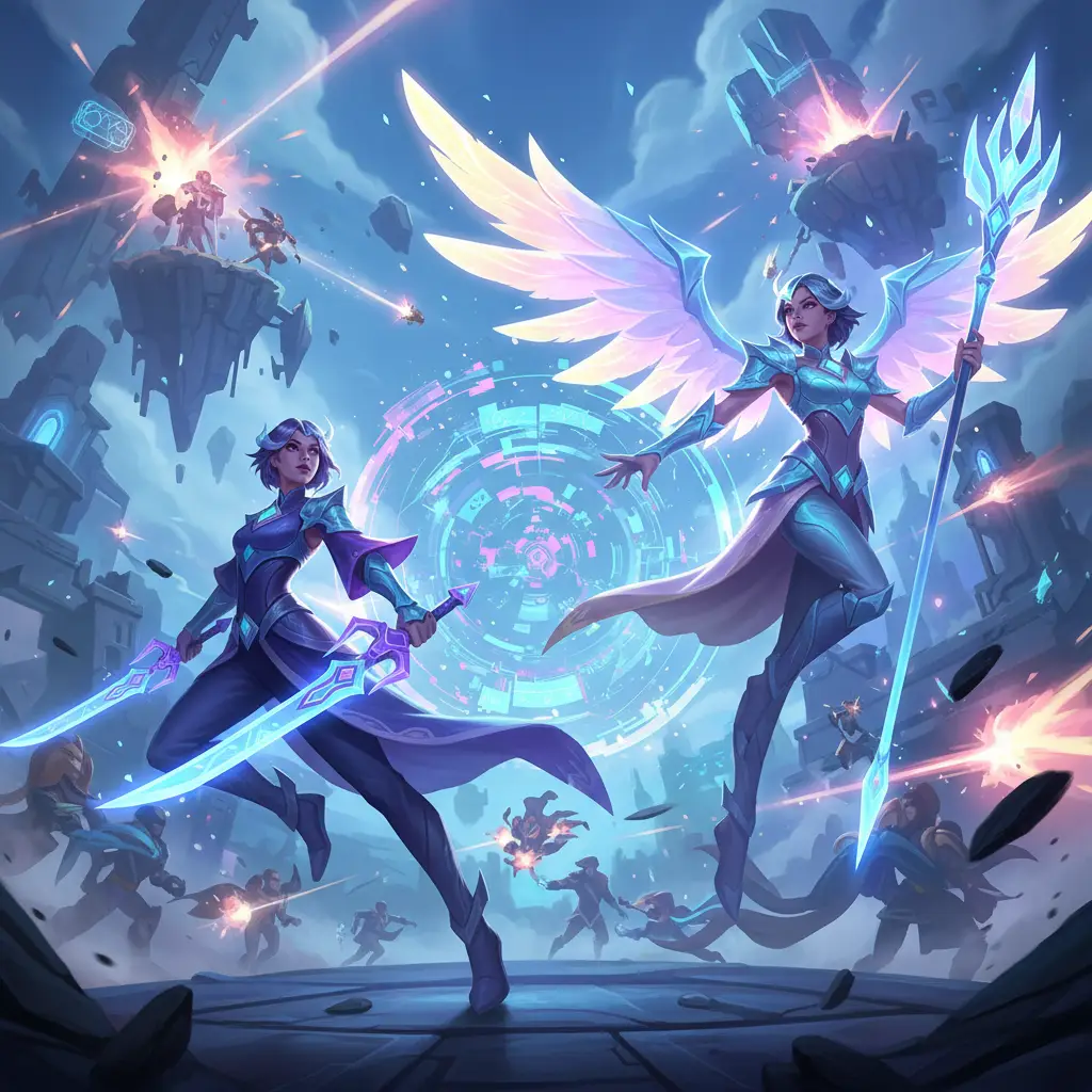 Ilustrasi Suyou dari Mobile Legends dalam aksi switch form yang dinamis.