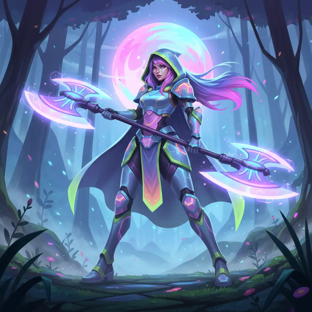 Hilda, prajurit tangguh di Mobile Legends, siap bertempur.