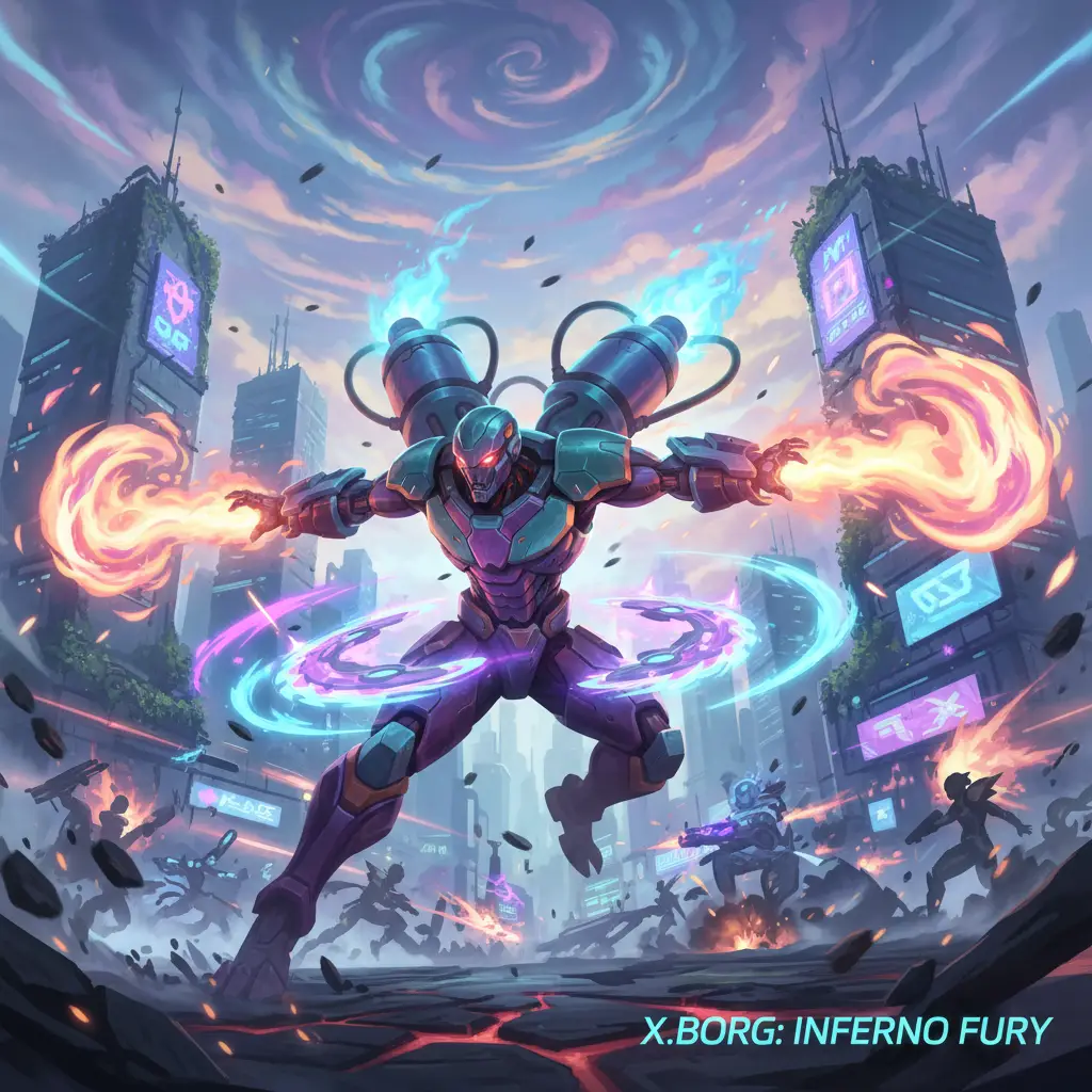 Ilustrasi X.Borg dalam Mobile Legends menunjukkan kekuatannya di medan pertempuran.