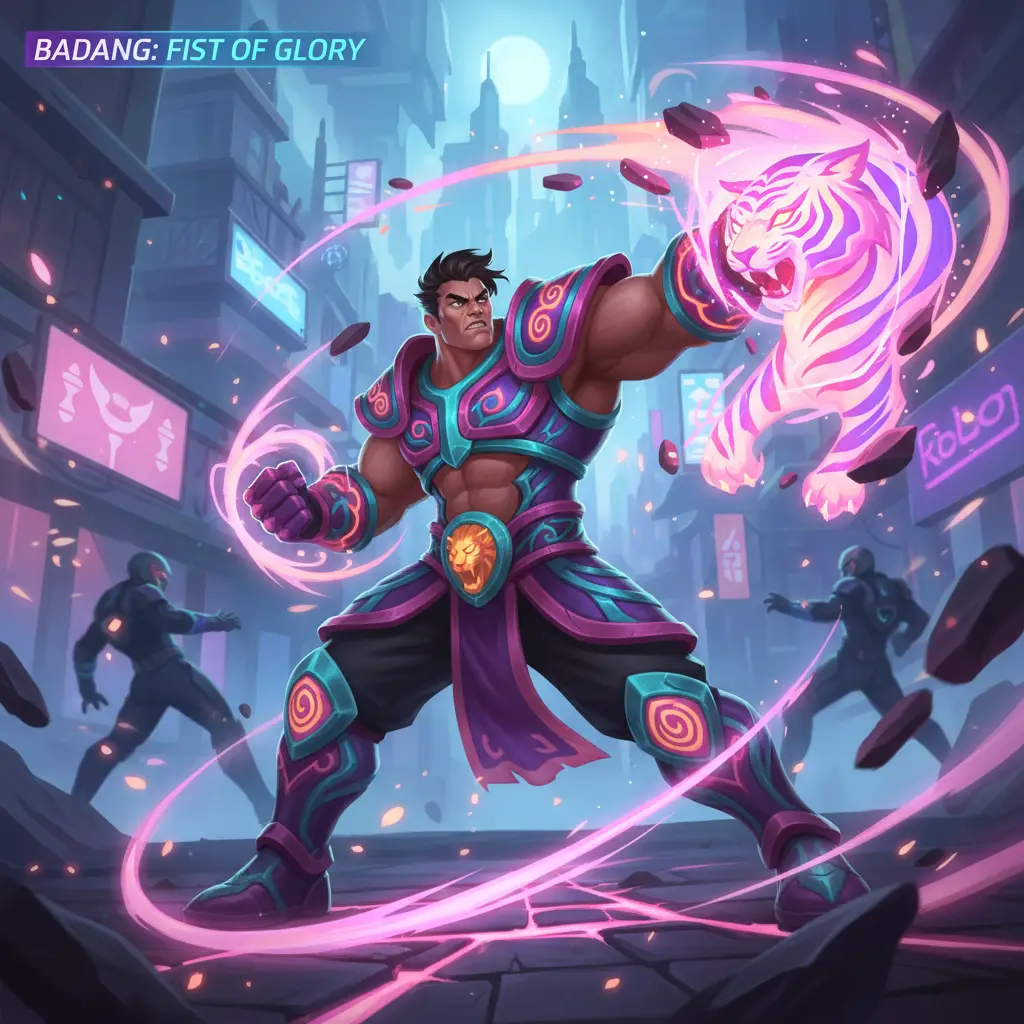 Ilustrasi epik Badang dalam pertarungan sengit di Mobile Legends.