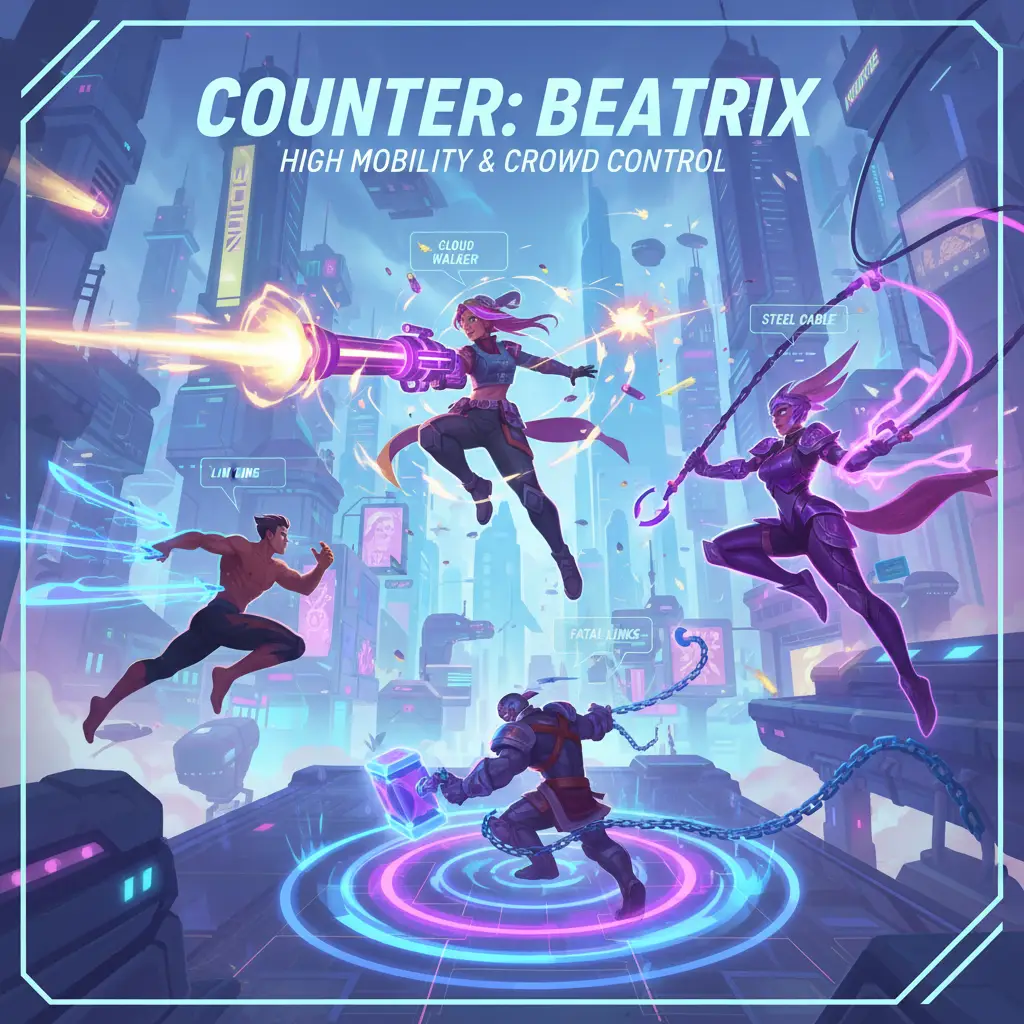Strategi counter Beatrix di Mobile Legends dengan hero ber-mobilitas tinggi.