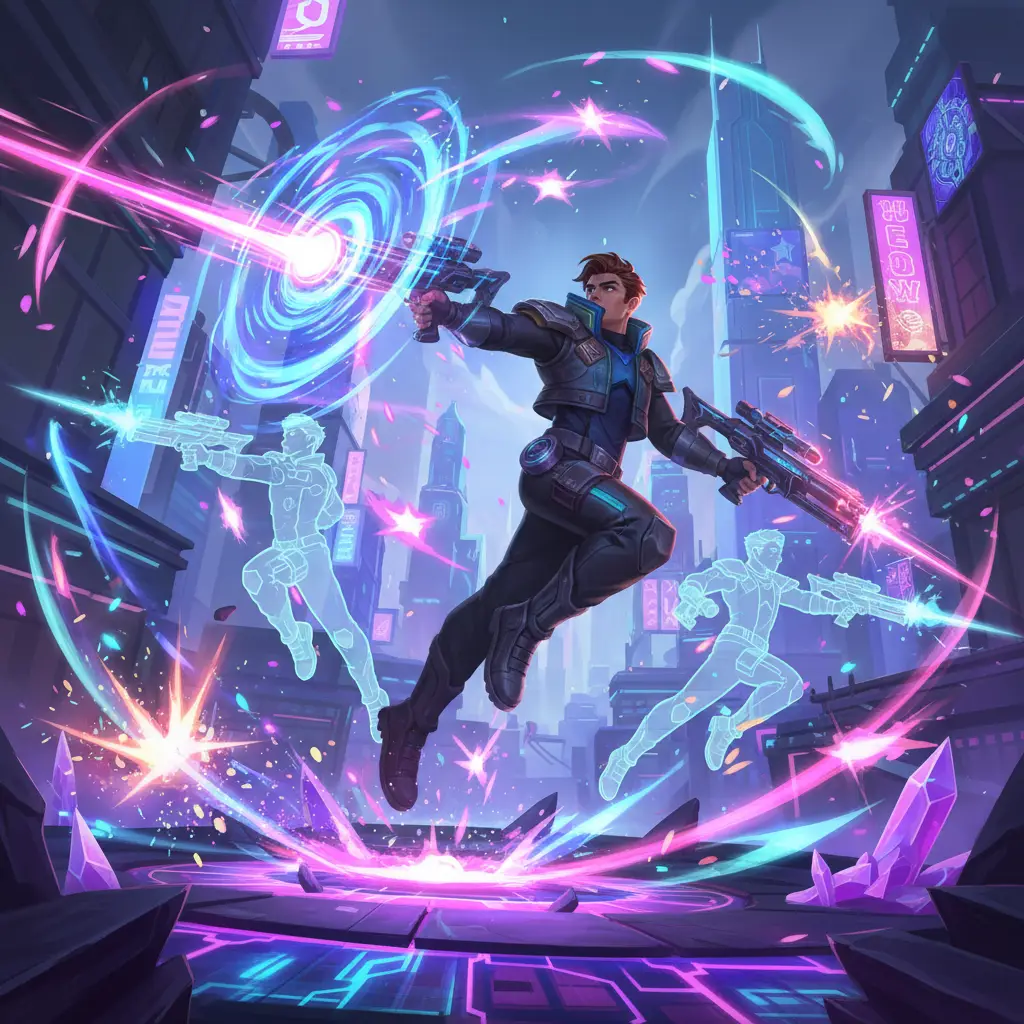 Ilustrasi Natan di Mobile Legends dalam aksi pertarungan.