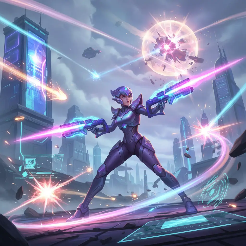 Ixia dalam aksi di medan perang Mobile Legends.