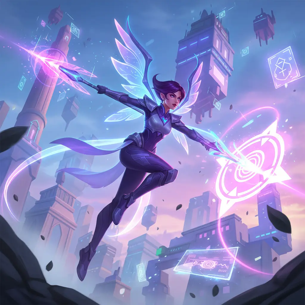 Mathilda dalam aksi dengan kemampuan magis di Mobile Legends.