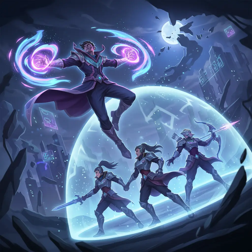 Ilustrasi Faramis menggunakan kekuatan sihir dalam Mobile Legends.