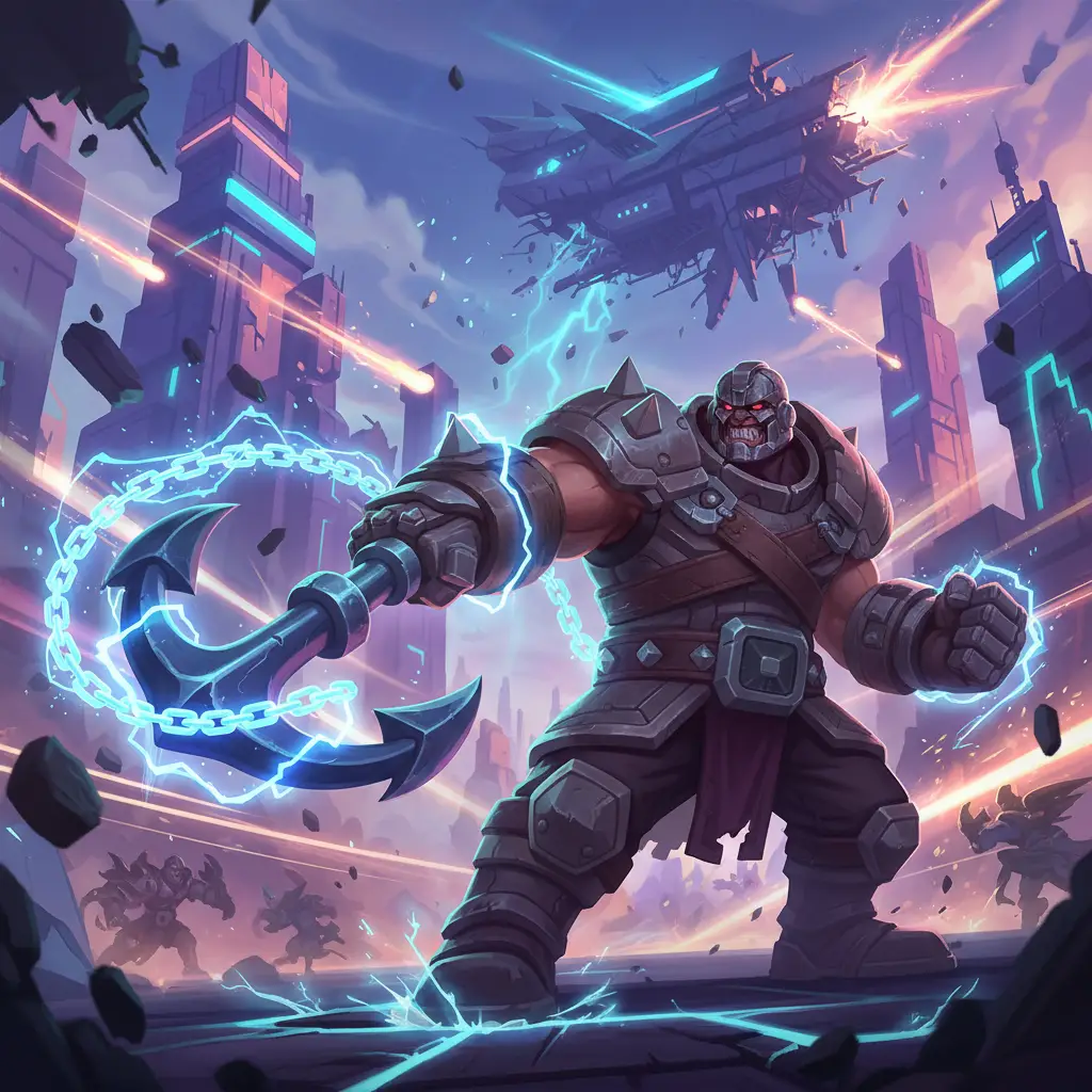 Franco siap bertempur dengan kemampuan Iron Hook andalannya di Mobile Legends.