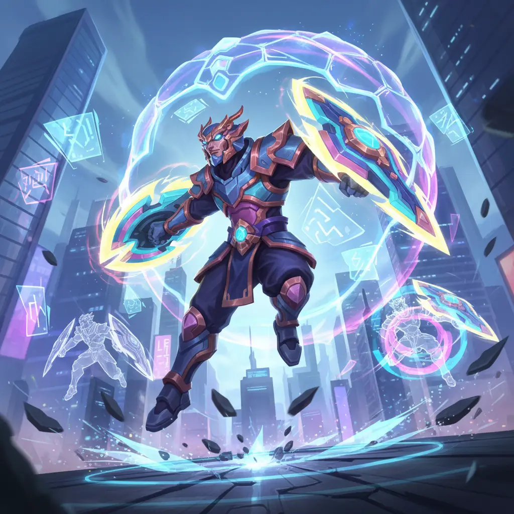 Baxia, hero tank Mobile Legends, siap beraksi di medan perang.