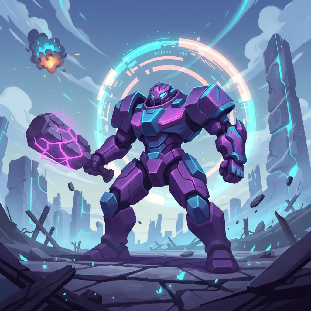 Grock, hero tank Mobile Legends, siap bertarung dengan kekuatan maksimal.