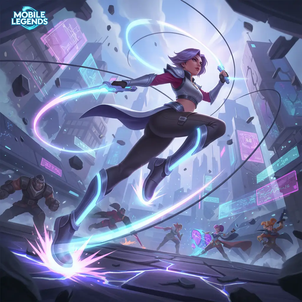 Hero Mobile Legends dengan Boots yang di-upgrade meningkatkan kelincahan.