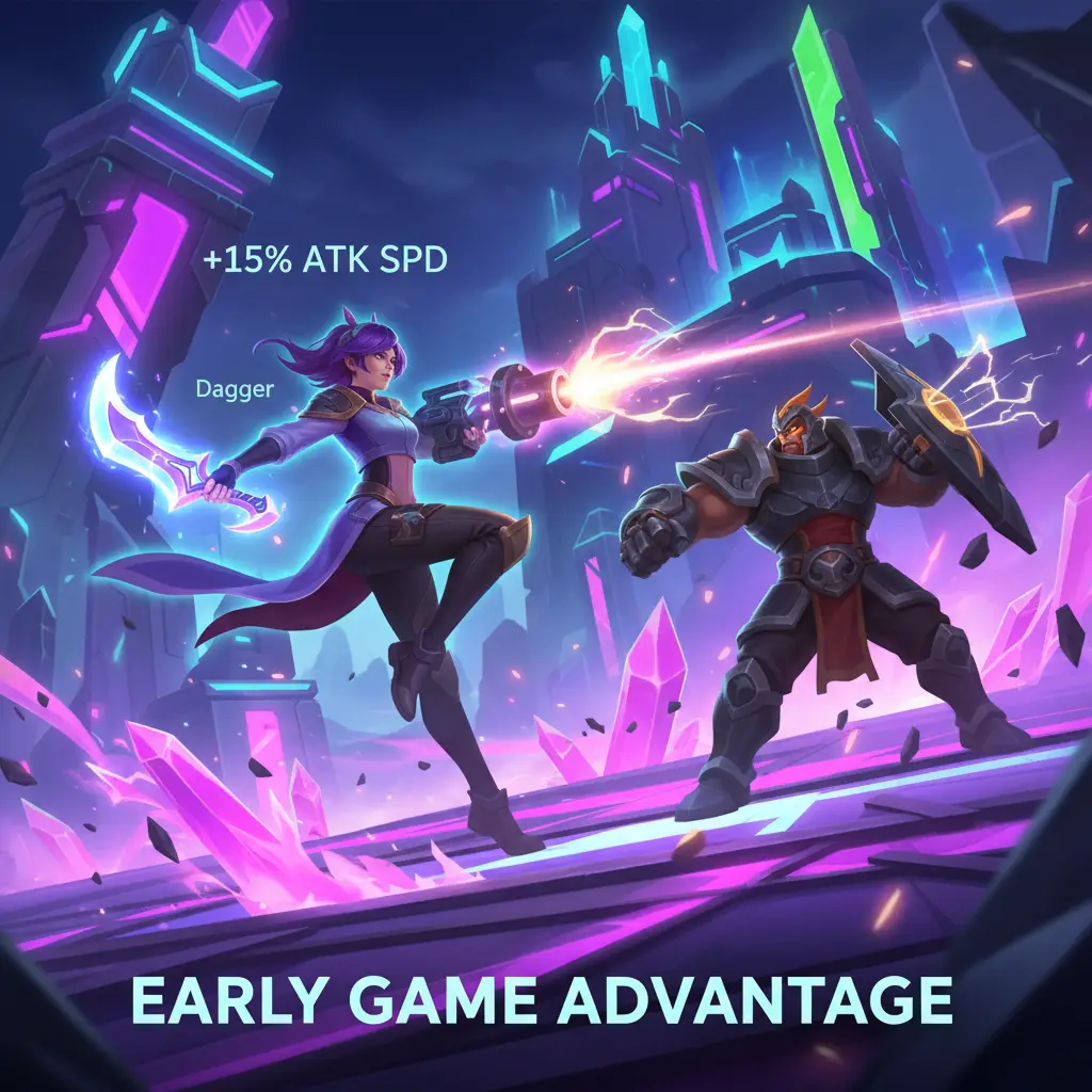 Strategi penggunaan Dagger di early game Mobile Legends.