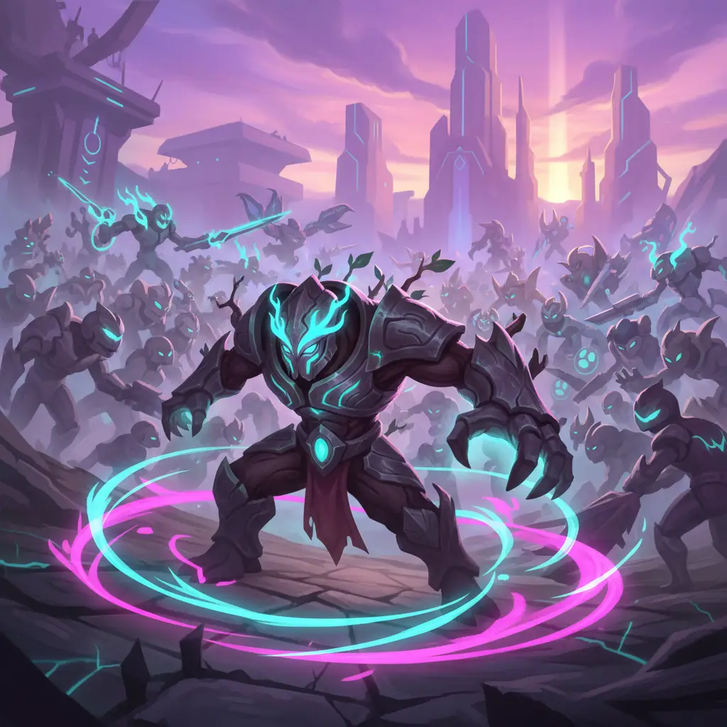 Ilustrasi hero tank dengan Cursed Helmet di Mobile Legends.