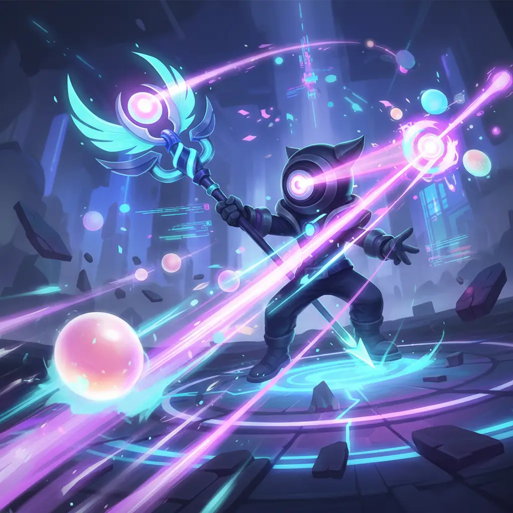 Hero Mobile Legends dengan Feather of Heaven dalam pertempuran.