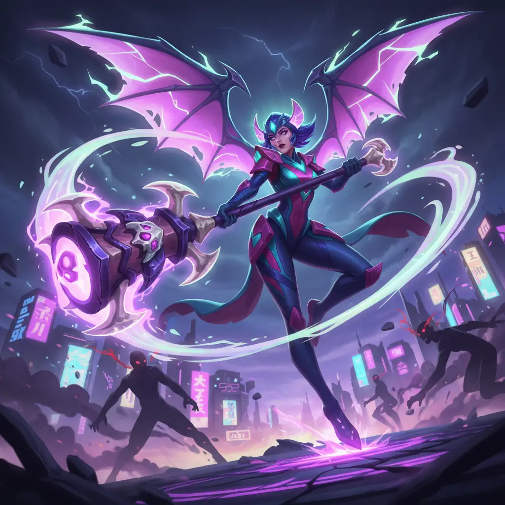 Hero Mobile Legends menggunakan Vampire Mallet dalam pertempuran.