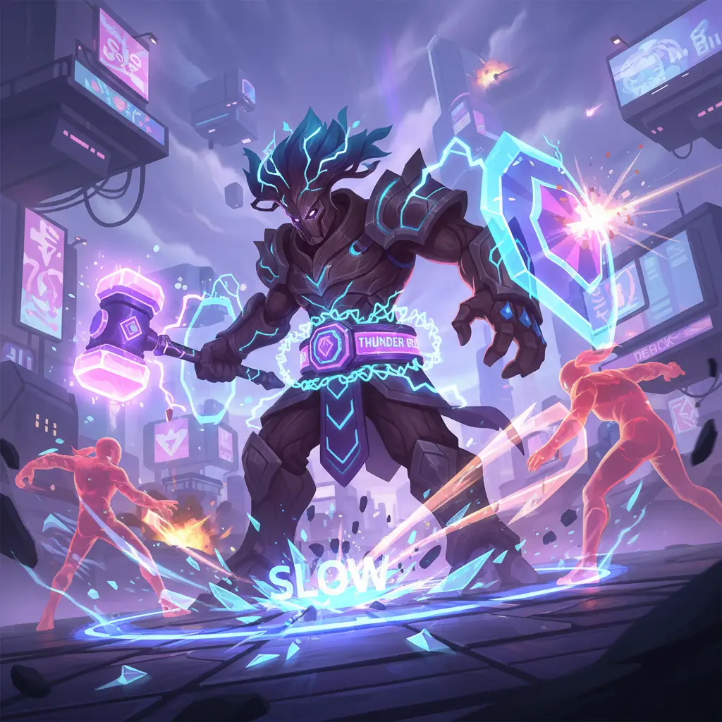 Hero Mobile Legends menggunakan Thunder Belt dalam pertempuran epik.