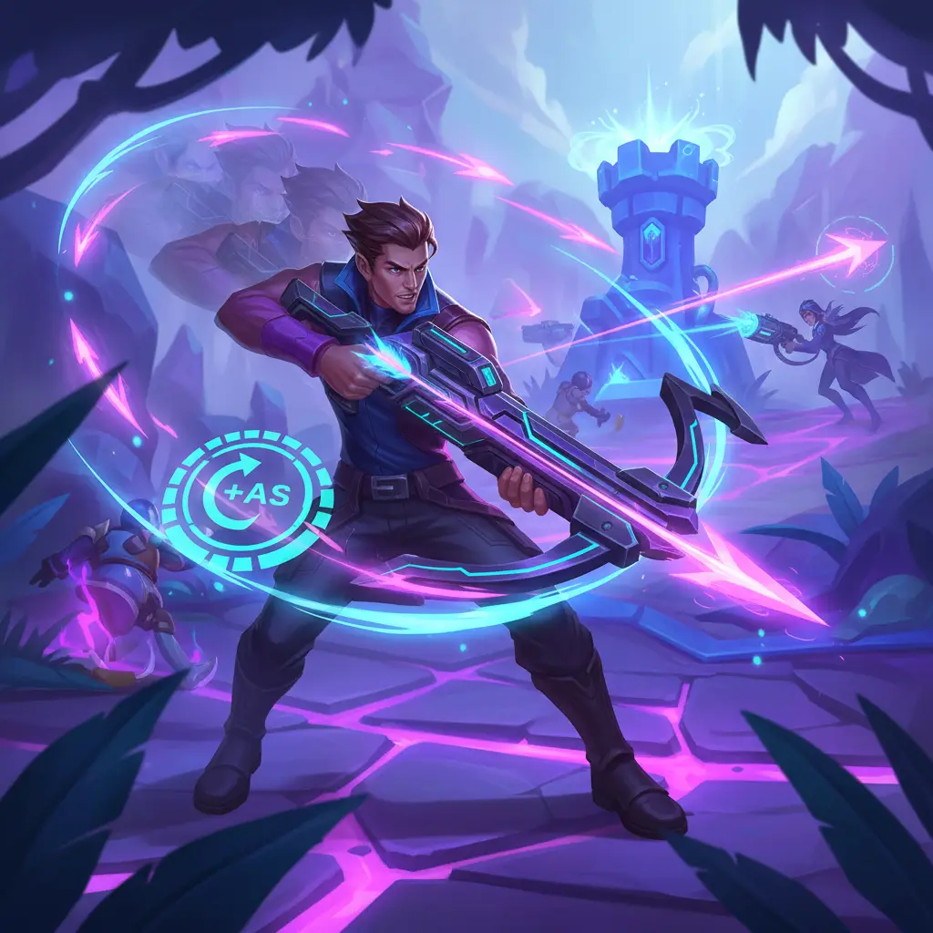 Ilustrasi hero marksman menggunakan Swift Crossbow di Mobile Legends.