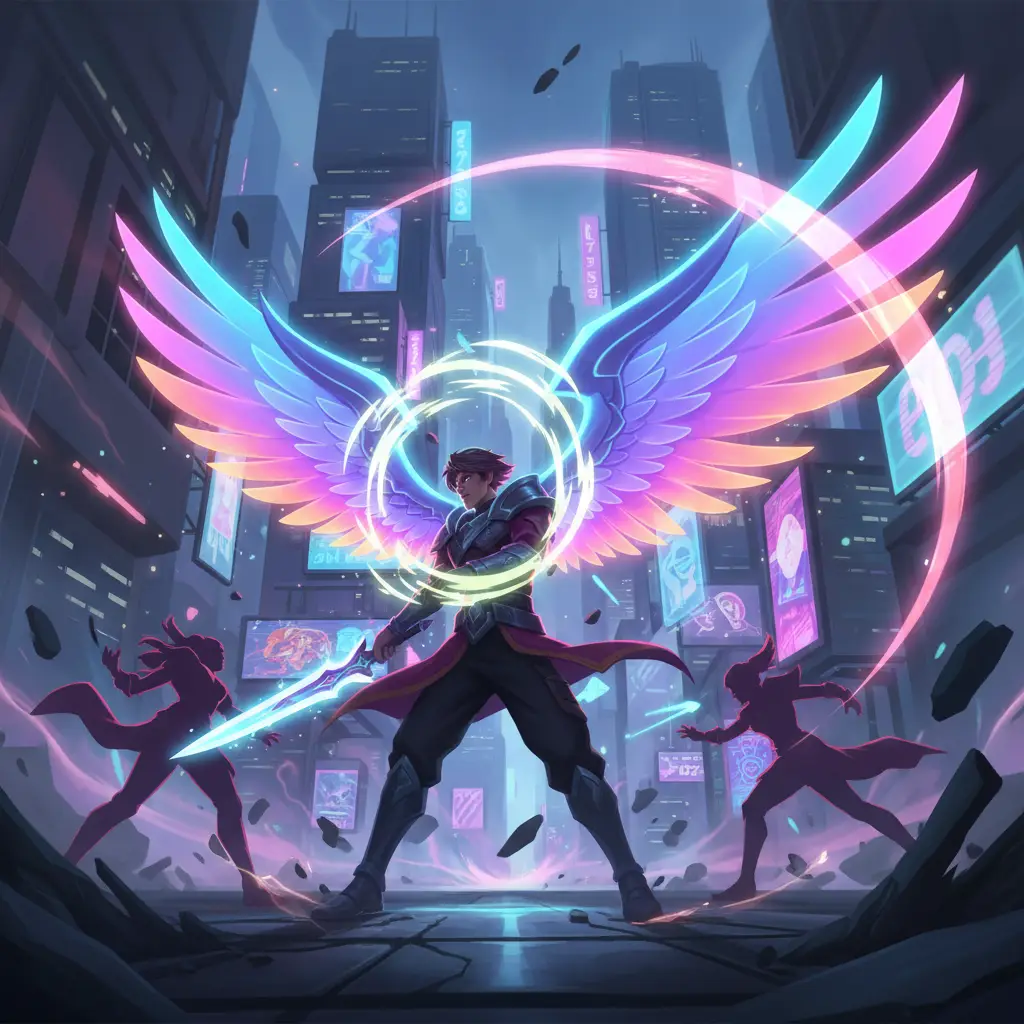 Hero Mobile Legends mengenakan Queen's Wings dalam pertempuran.